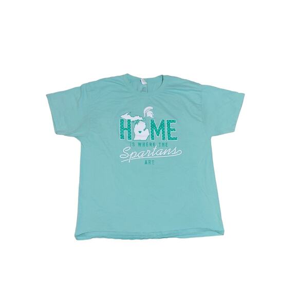 Michigan State Spartans Womens Home Is Where T-shirt Size XL Hanes Green - Picture 1 of 6